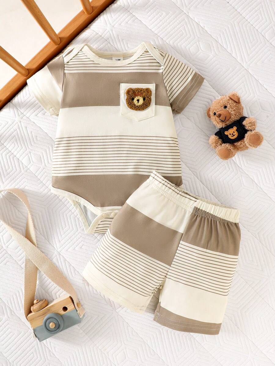 Baby Lion Print Romper and Shorts Set for Daily Wear and Photoshoots