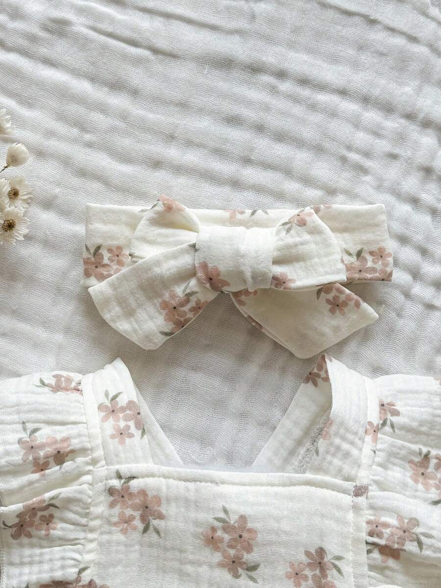 Baby Floral Print Sleeveless Jumpsuit for Casual Summer Daily Wear and Outings
