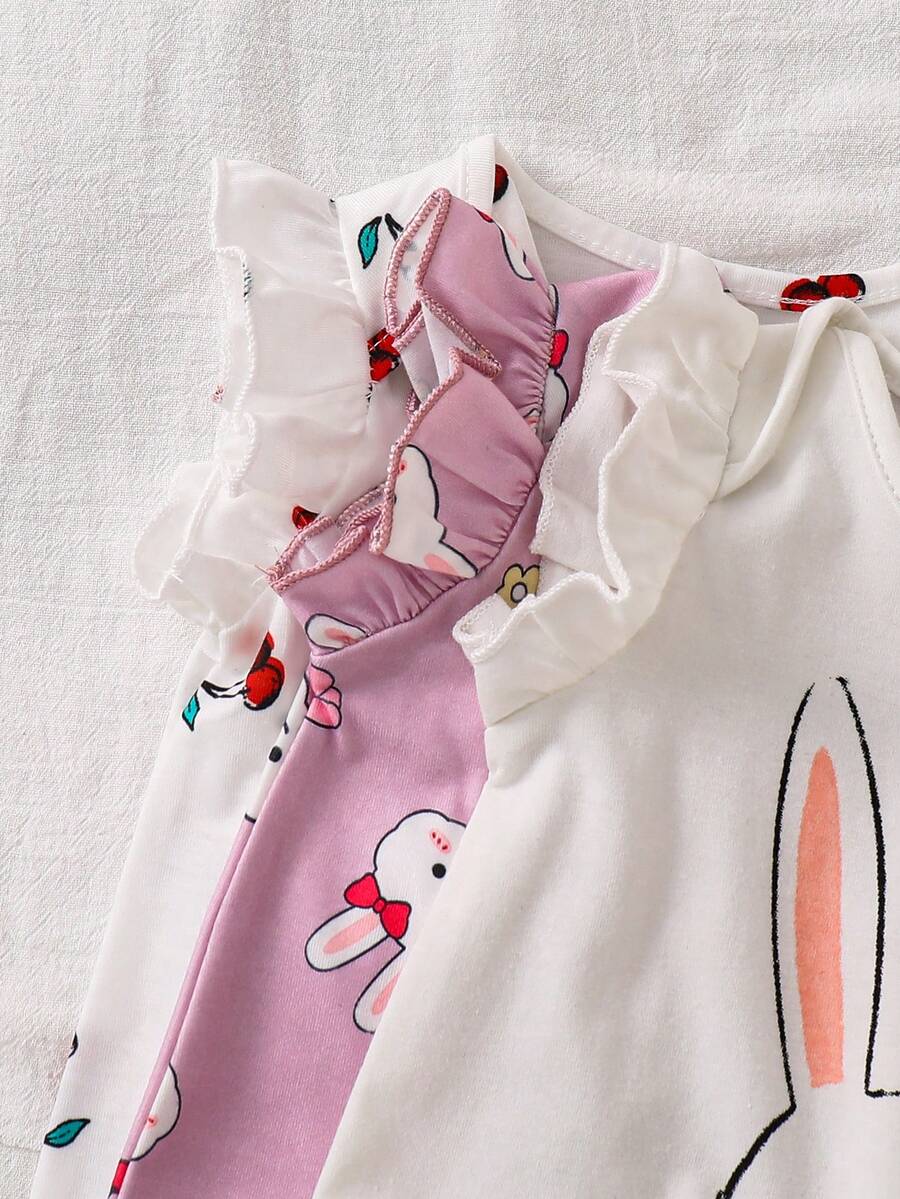 Newborn Soft Knit Summer Romper Set - 3pcs Cute Cartoon Graphic Outfits