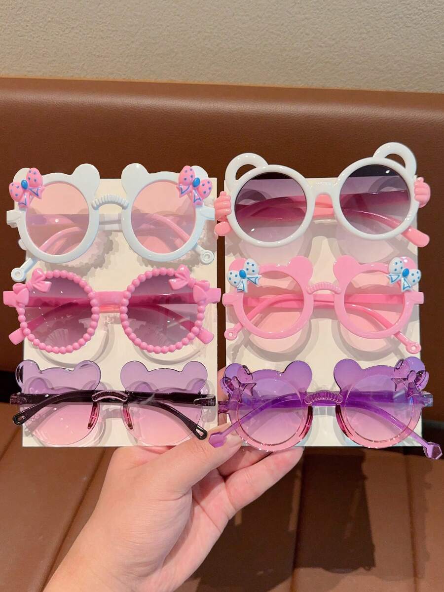 Adorable Kids Bear Shape Bowknot Fashion Glasses Multi Pack Children Trendy Novelty Eyeglasses