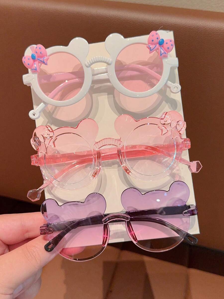 Adorable Kids Bear Shape Bowknot Fashion Glasses Multi Pack Children Trendy Novelty Eyeglasses