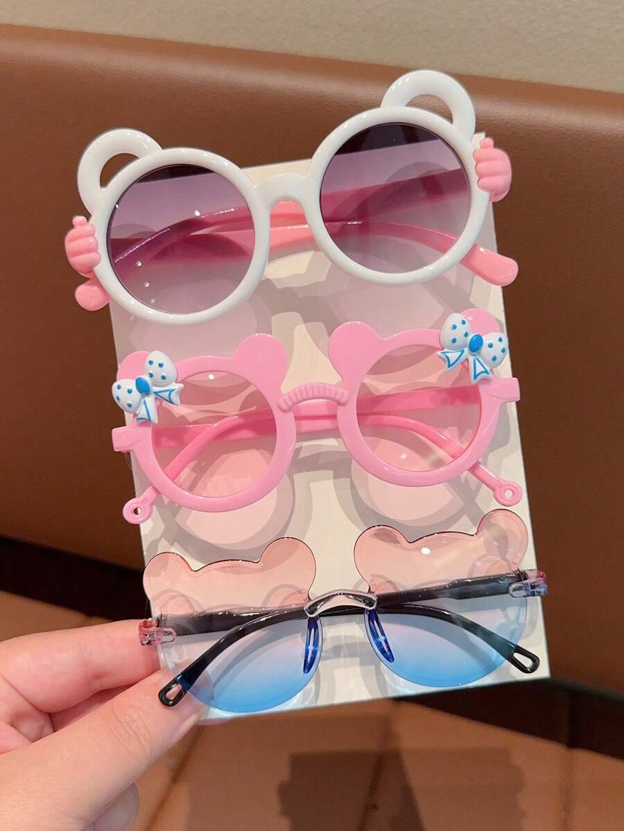Adorable Kids Bear Shape Bowknot Fashion Glasses Multi Pack Children Trendy Novelty Eyeglasses