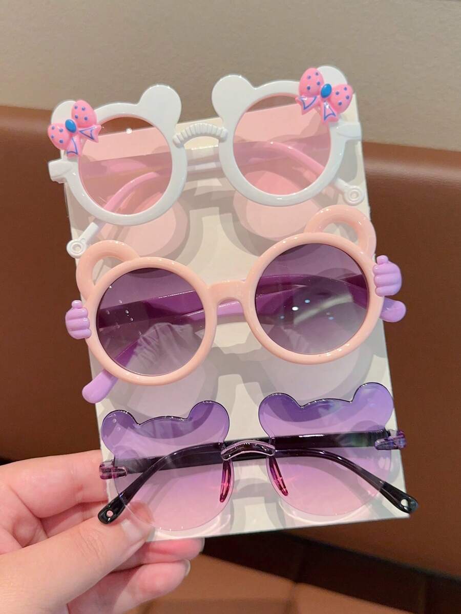 Adorable Kids Bear Shape Bowknot Fashion Glasses Multi Pack Children Trendy Novelty Eyeglasses