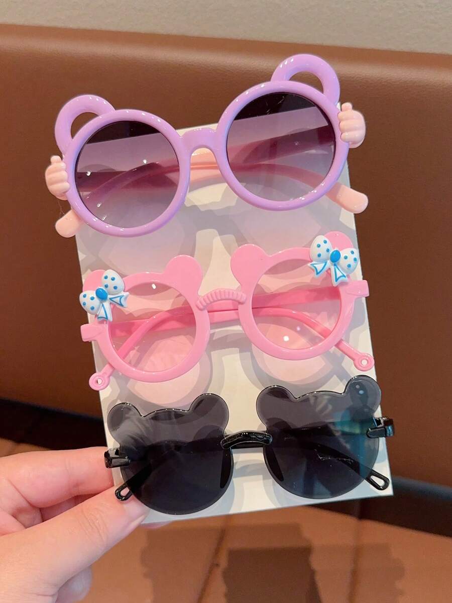 Adorable Kids Bear Shape Bowknot Fashion Glasses Multi Pack Children Trendy Novelty Eyeglasses