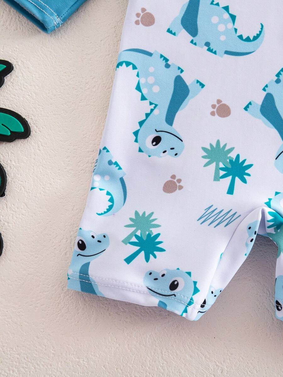 Baby Coconut Tree Print Long Sleeve Swimsuit Set with Matching Sun Hat