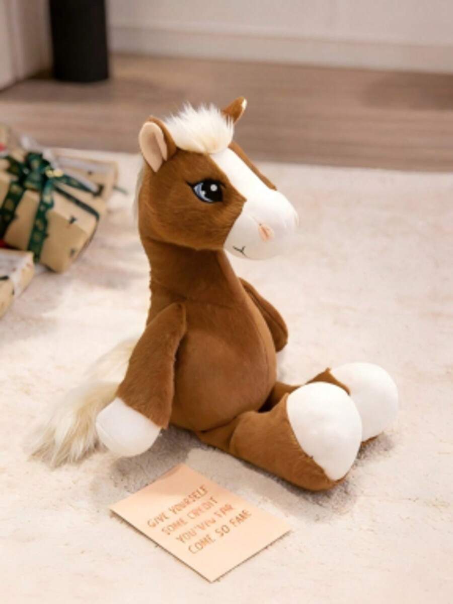 Soft Cartoon Horse Plush Toy Stuffed Animal Pillow for Kids