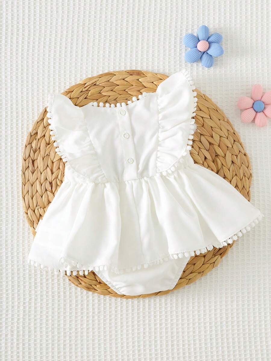 Baby Floral Print Ruffle Sleeveless Romper Dress for Spring Daily Wear