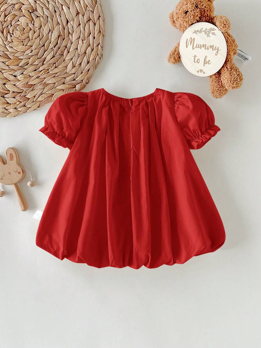 Baby Apricot Bowknot Long Sleeve Dress for Cute Daily and Outdoor Wear