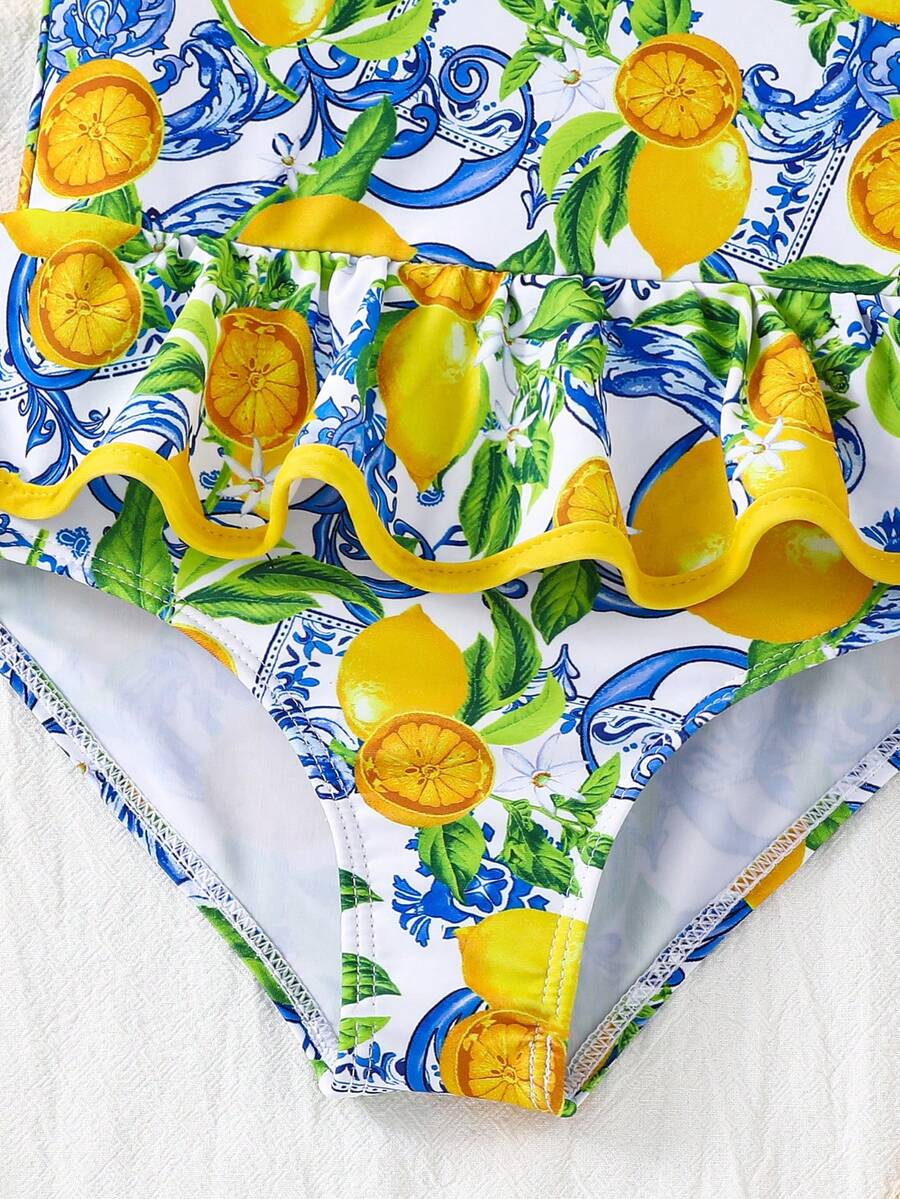 Summer Beach Swimsuit For Toddler Girls With Fun Watermelon Print
