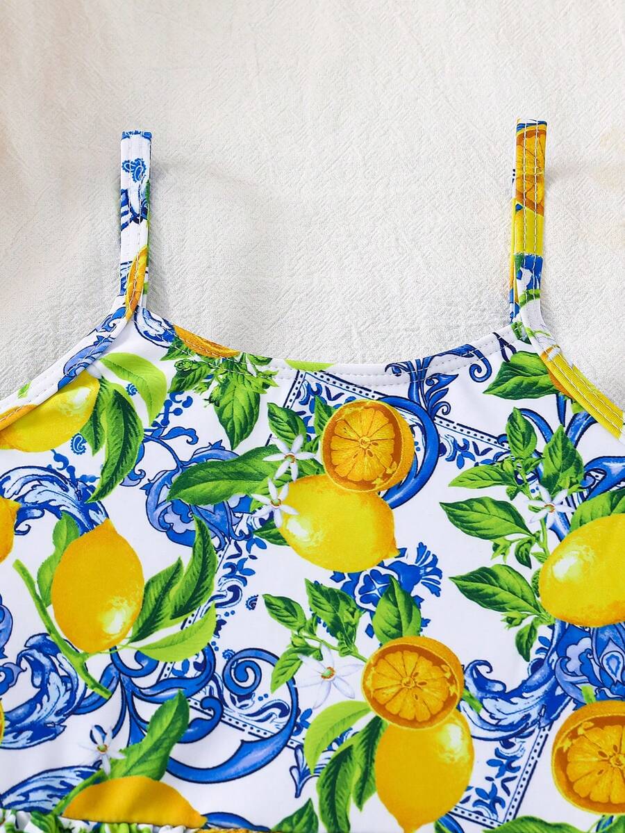 Summer Beach Swimsuit For Toddler Girls With Fun Watermelon Print