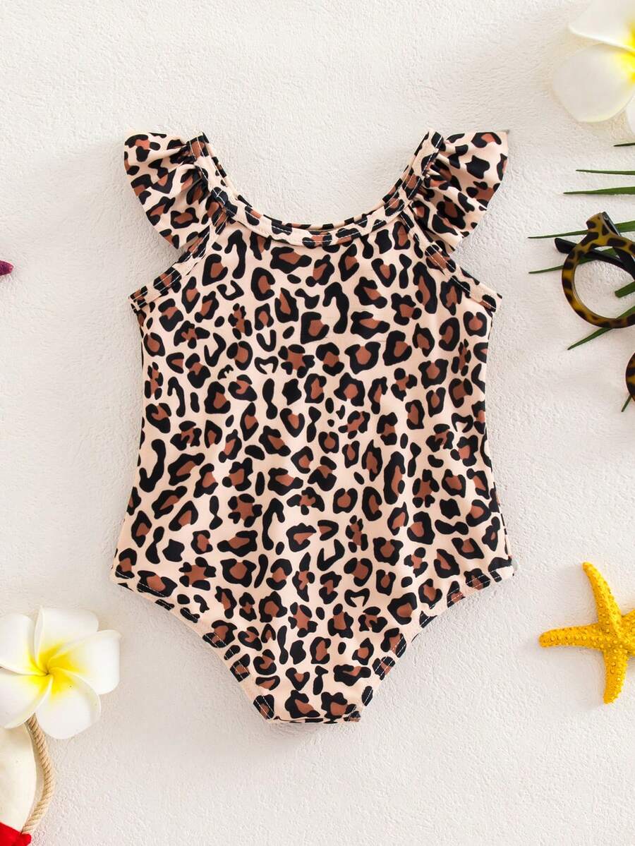 Baby Watermelon Print Ruffle Sleeveless One-Piece Swimsuit for Summer Beach Days