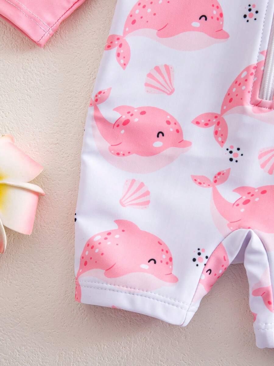 Baby Shark Print Long Sleeve One-Piece Swimsuit