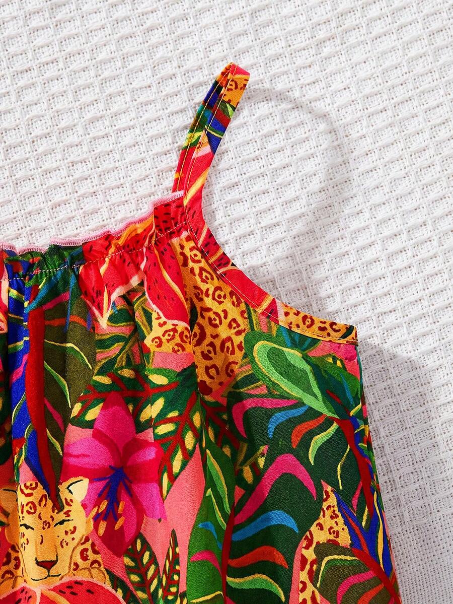 Baby Girl Tropical Floral Sleeveless Jumpsuit Hawaiian Vacation Summer Outfit