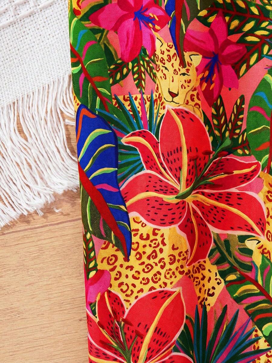 Baby Girl Tropical Floral Sleeveless Jumpsuit Hawaiian Vacation Summer Outfit