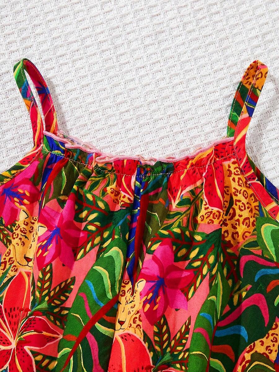Baby Girl Tropical Floral Sleeveless Jumpsuit Hawaiian Vacation Summer Outfit