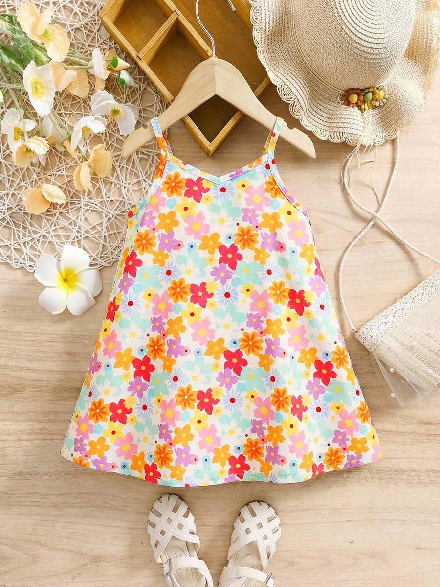 Toddler Girls Rainbow Stripe Sundress Loose Casual Beach Vacation Wear
