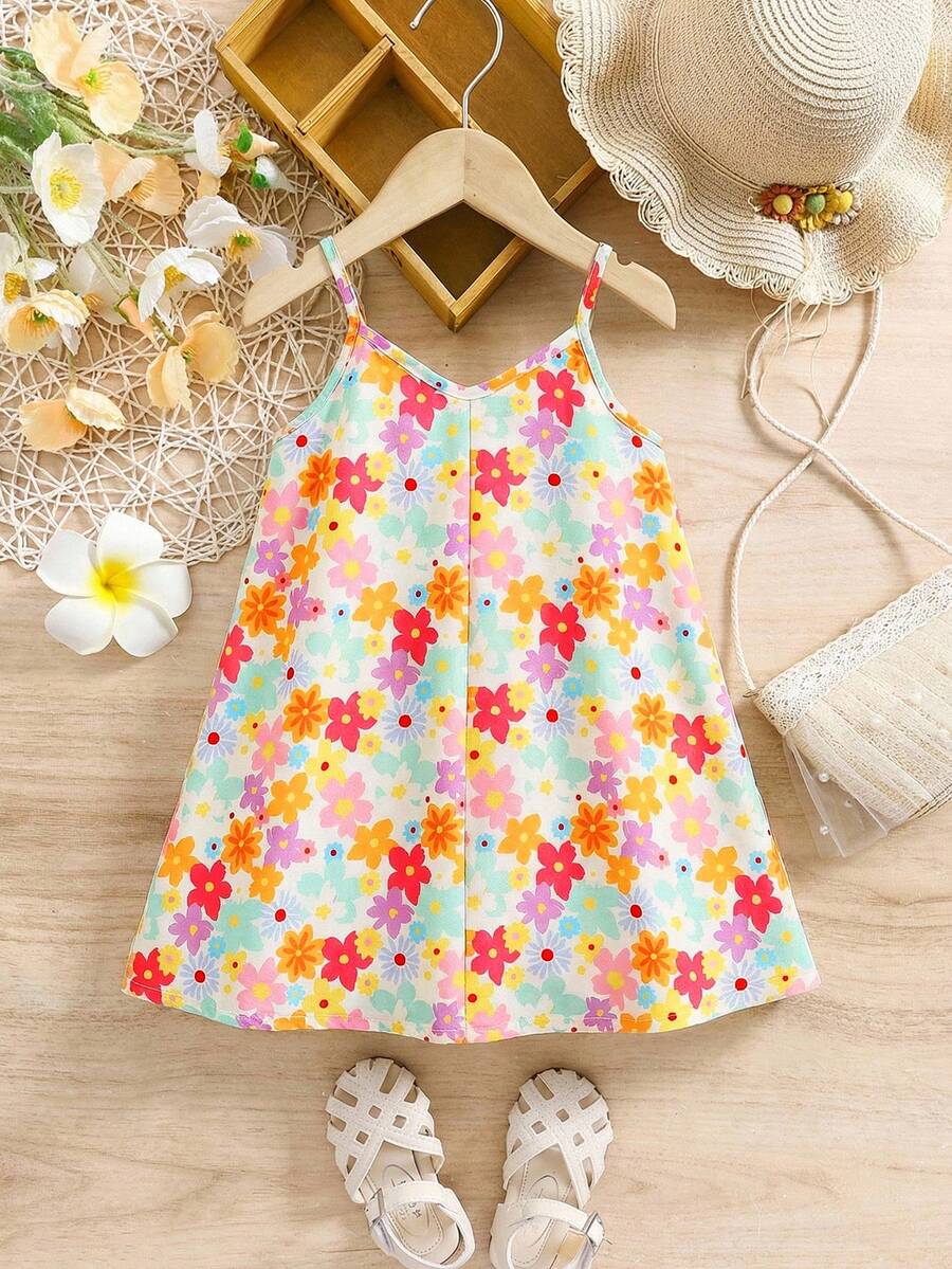 Toddler Girls Rainbow Stripe Sundress Loose Casual Beach Vacation Wear