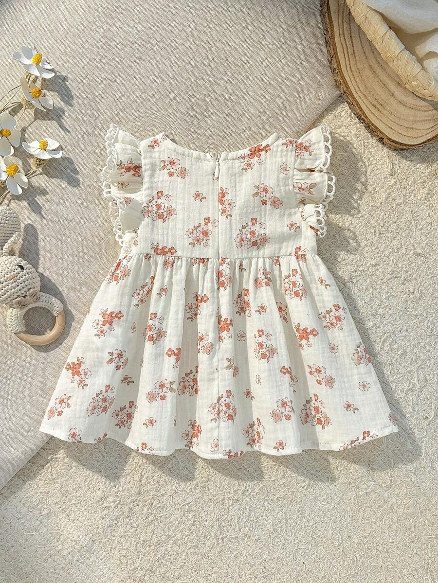 Baby Ditsy Floral Cinched Waist Dress for Cute Spring and Summer Wear