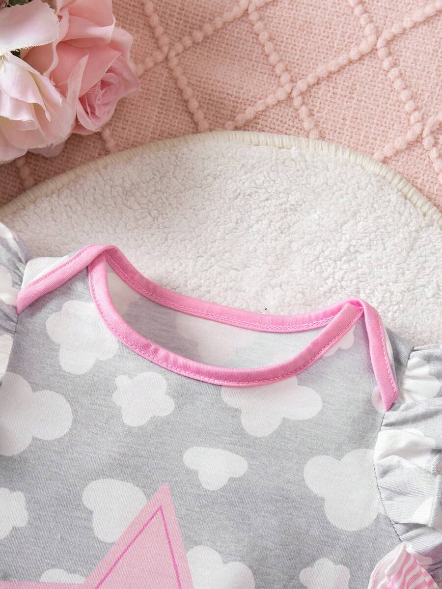 Newborn Soft Knit Summer Romper Set - 3pcs Cute Cartoon Graphic Outfits