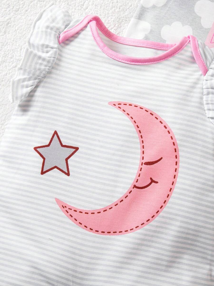 Newborn Soft Knit Summer Romper Set - 3pcs Cute Cartoon Graphic Outfits