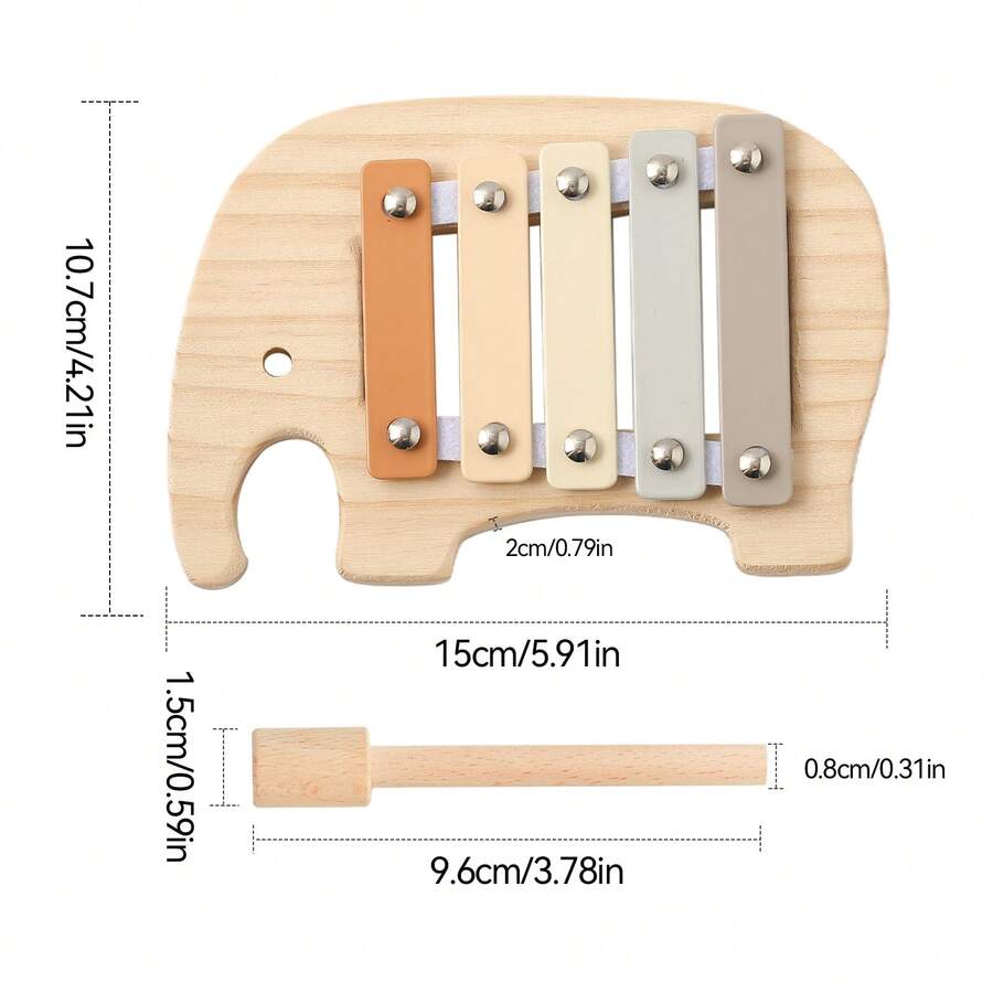 Elephant Wooden Xylophone – Macaron Baby Musical Learning Toy