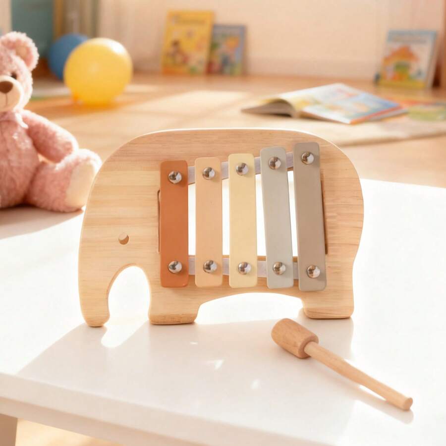 Elephant Wooden Xylophone – Macaron Baby Musical Learning Toy
