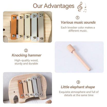 Elephant Wooden Xylophone – Macaron Baby Musical Learning Toy