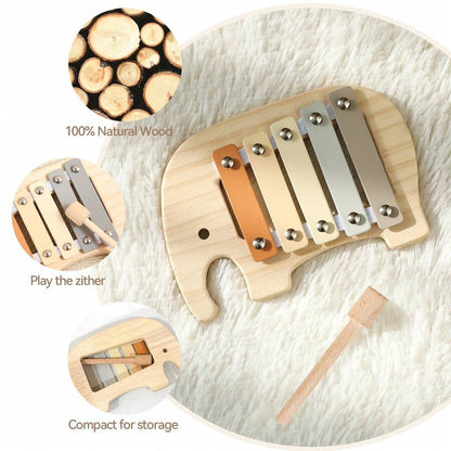Elephant Wooden Xylophone – Macaron Baby Musical Learning Toy
