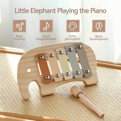 Elephant Wooden Xylophone – Macaron Baby Musical Learning Toy