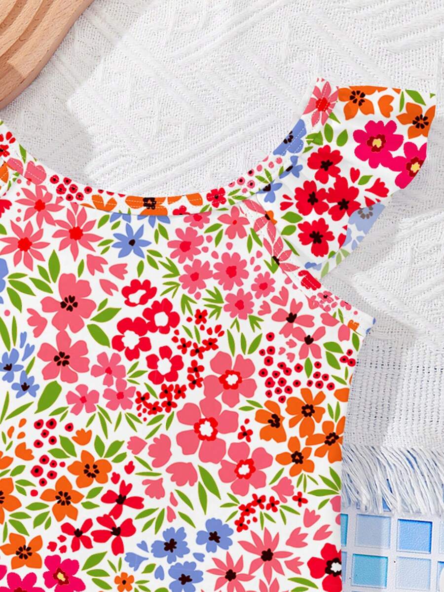 Baby Girls Tropical Floral Leopard Print Swimwear Slim Fit Summer Beach Outfit