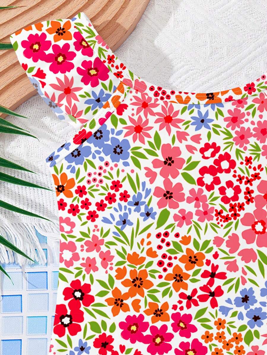 Baby Girls Tropical Floral Leopard Print Swimwear Slim Fit Summer Beach Outfit