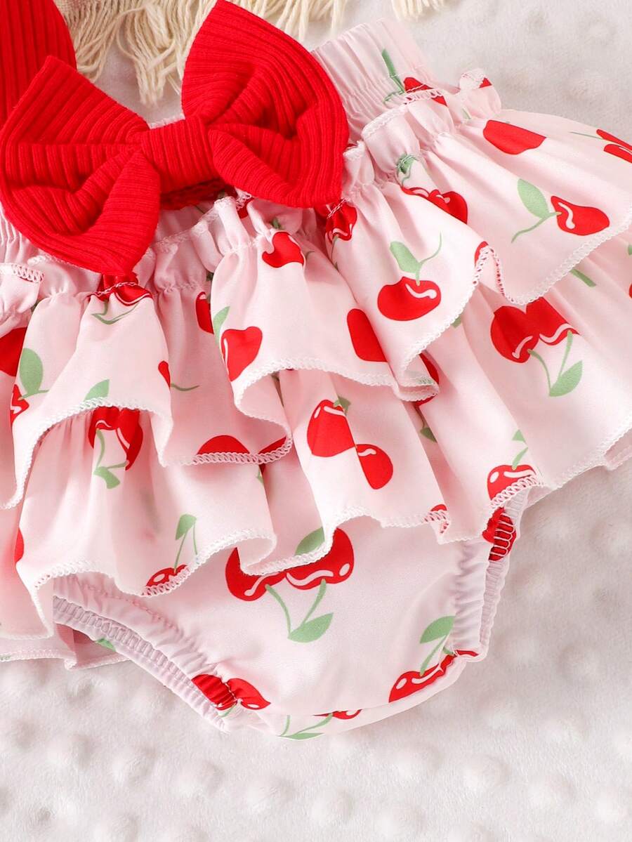 2PCS Baby Girl Lovely Bodysuit and Shorts Set for Cute Summer Daily Wear