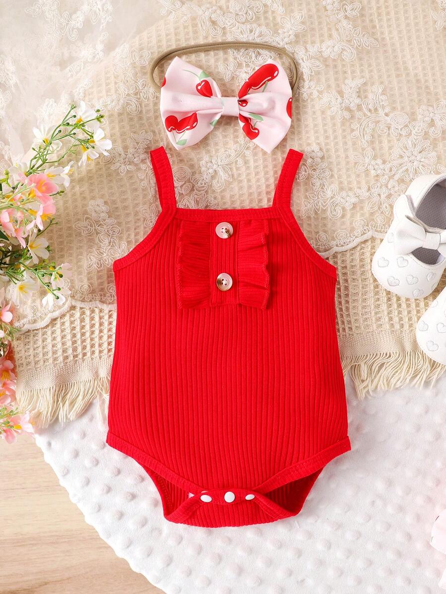 2PCS Baby Girl Lovely Bodysuit and Shorts Set for Cute Summer Daily Wear