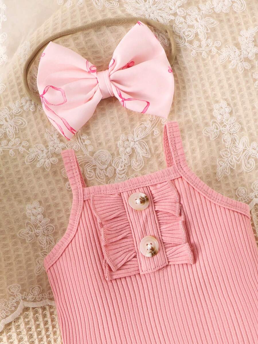 2PCS Baby Girl Lovely Bodysuit and Shorts Set for Cute Summer Daily Wear