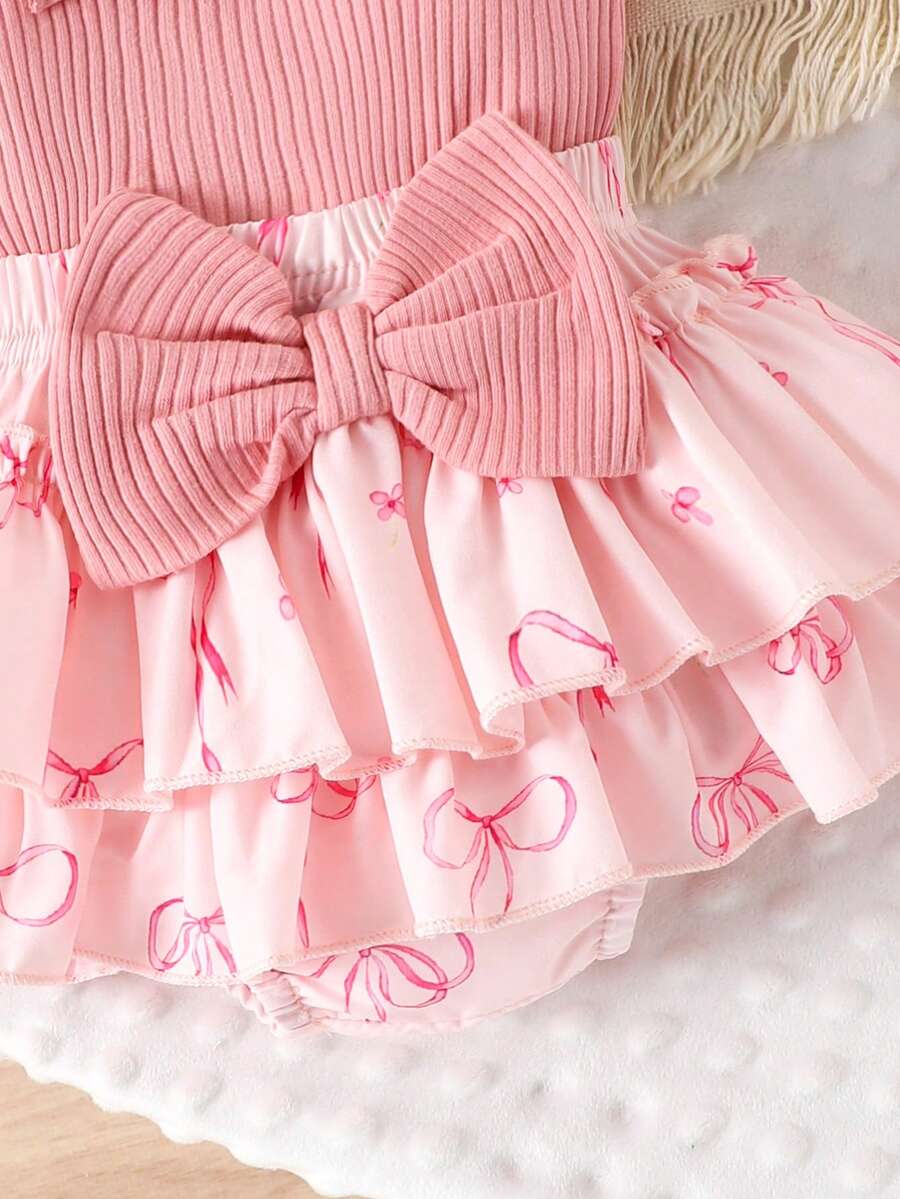 2PCS Baby Girl Lovely Bodysuit and Shorts Set for Cute Summer Daily Wear