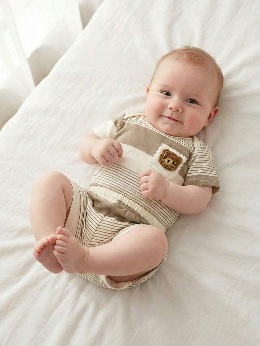 Baby Lion Print Romper and Shorts Set for Daily Wear and Photoshoots