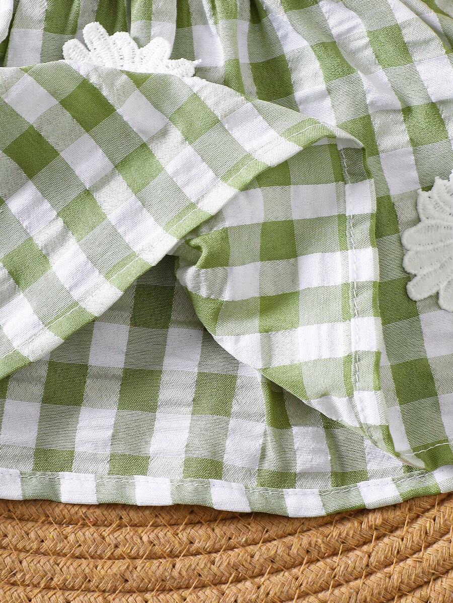 Baby Blue Plaid Floral Embroidered Cami Dress for Cute Spring and Summer Outings