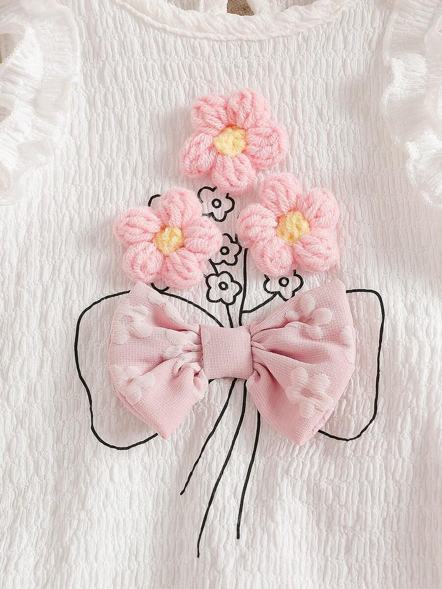 Cute Two Piece Summer Clothing Set For Little Girls Jacquard Style