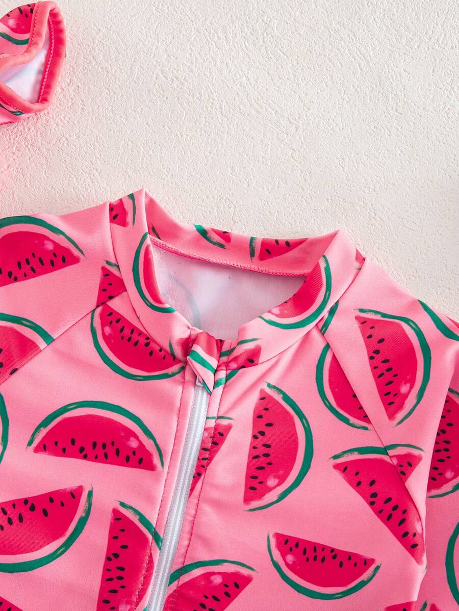 Baby Girls Cartoon Print Swimsuit Romper Casual Summer Vacation Beachwear
