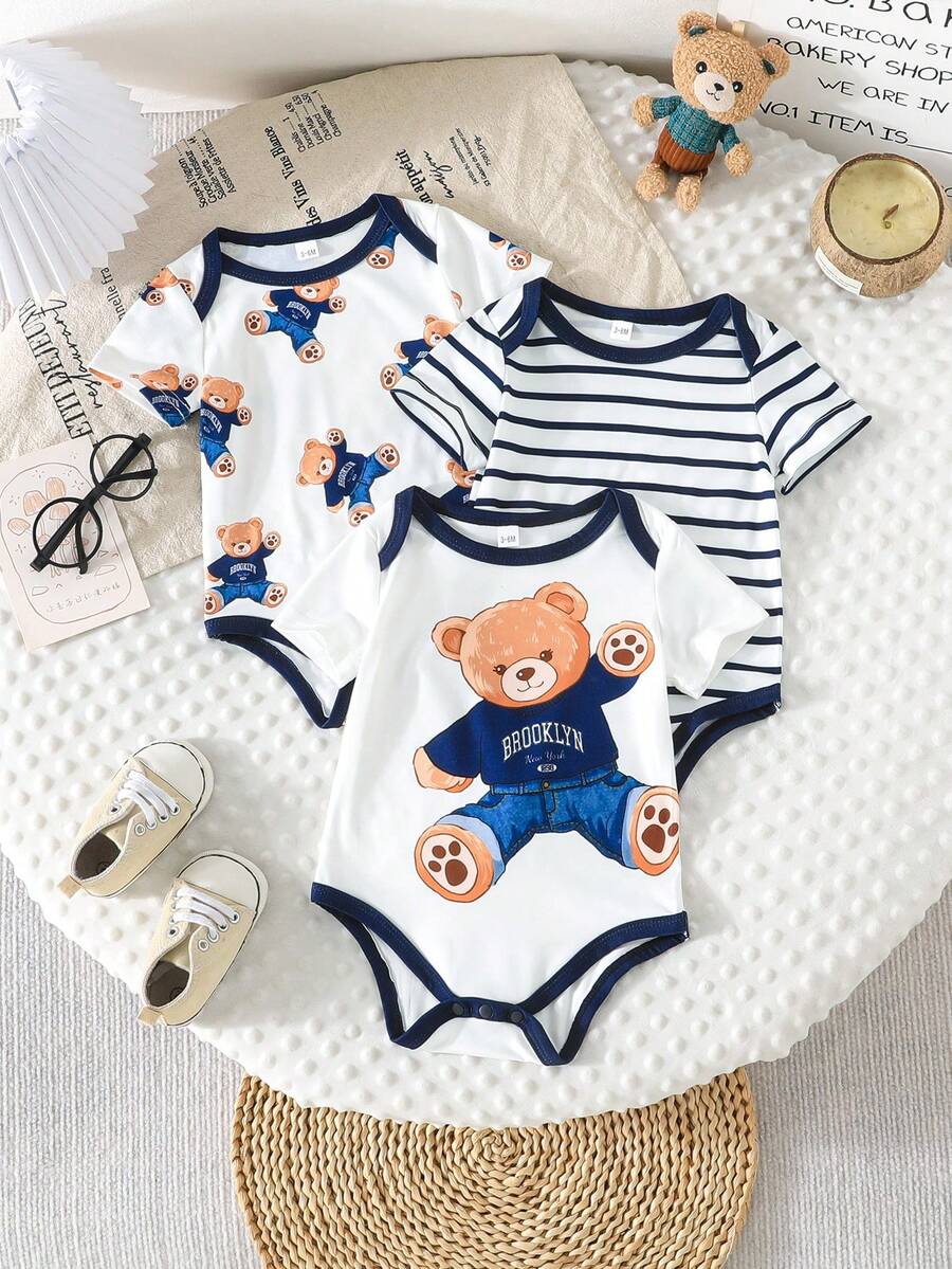 Infant Cute Duckling Graphic Short Sleeve Outfits Summer New Arrival Bodysuit