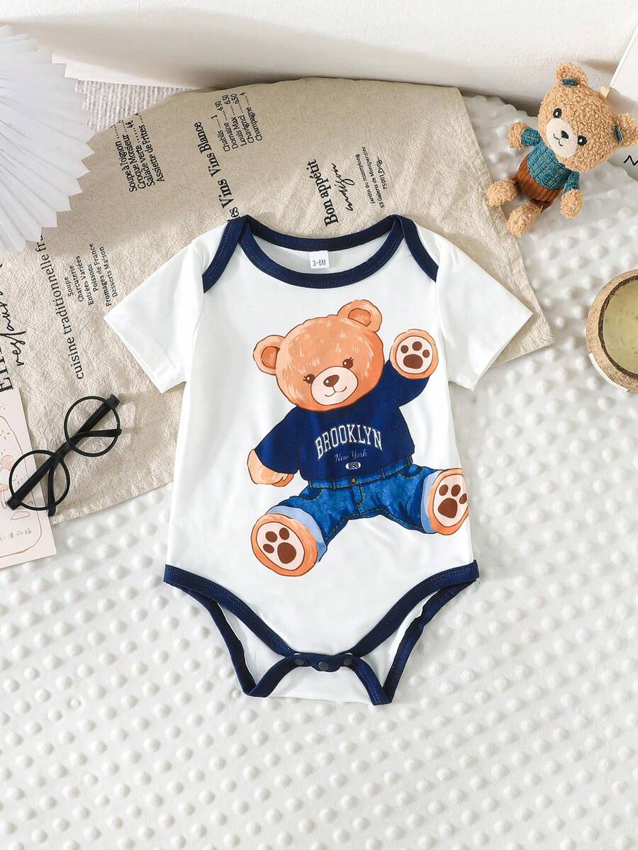 Infant Cute Duckling Graphic Short Sleeve Outfits Summer New Arrival Bodysuit