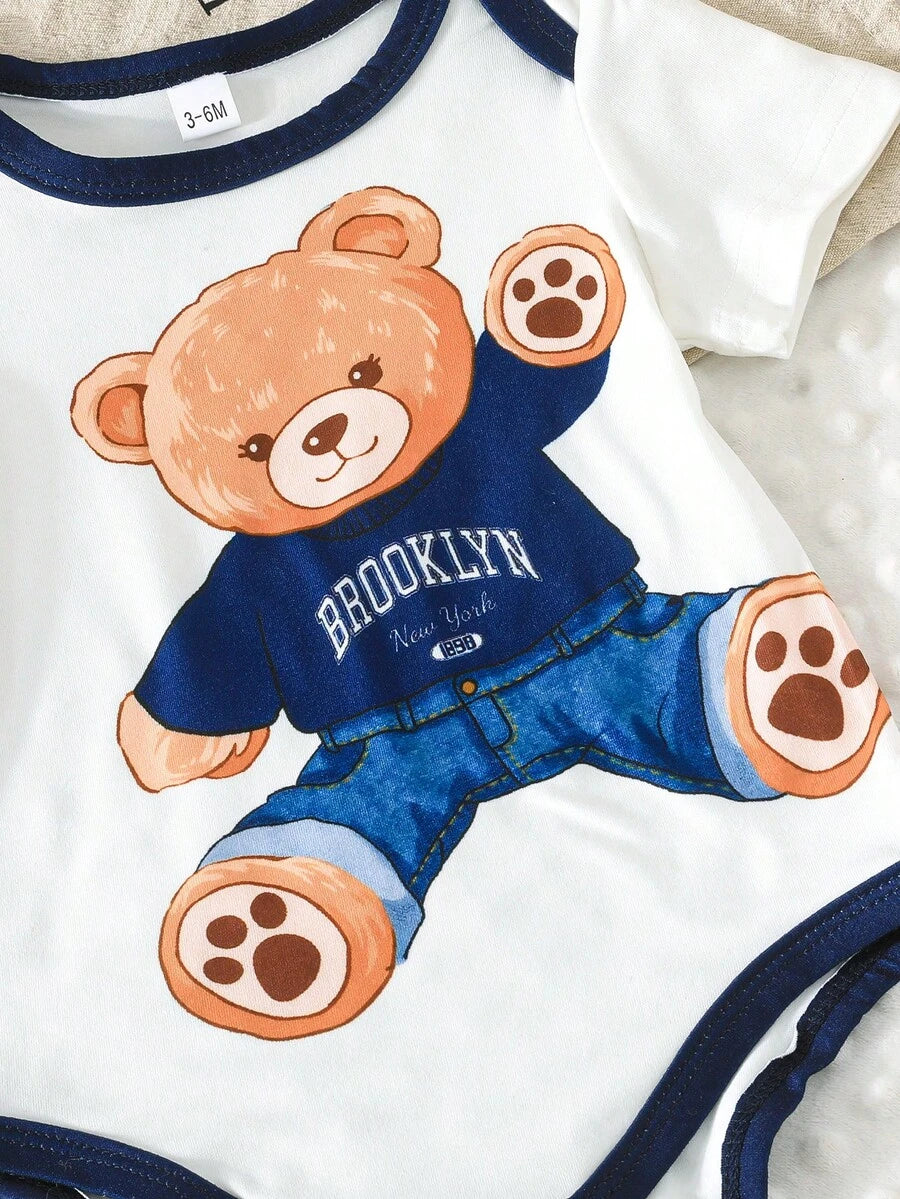 Infant Cute Duckling Graphic Short Sleeve Outfits Summer New Arrival Bodysuit
