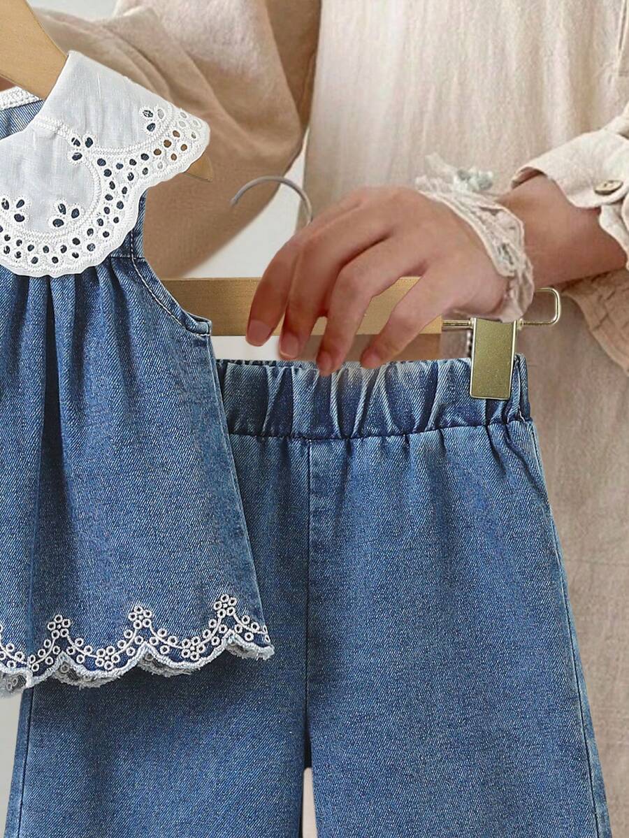 Elegant Countryside Outfit Set For Baby Girls With Embroidered Detail