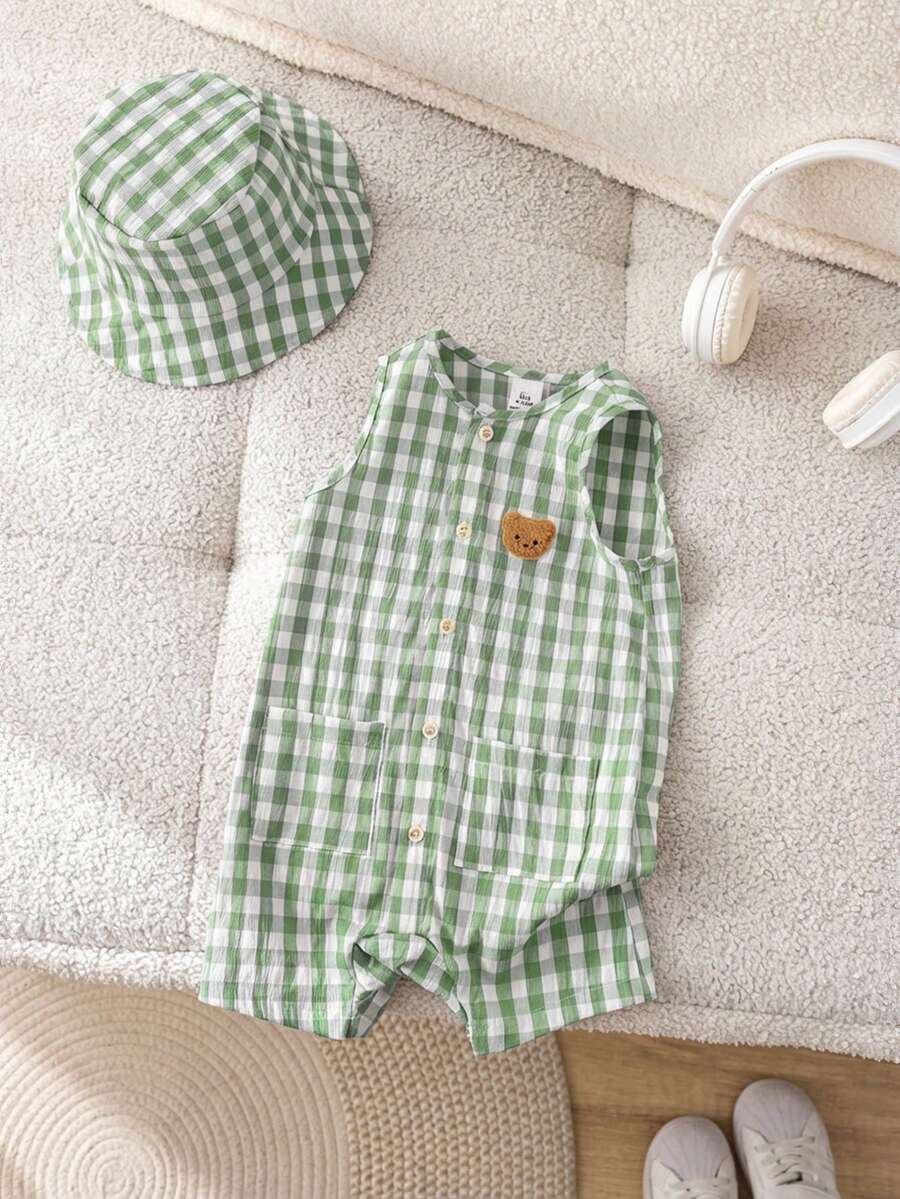 Baby Boy White Sleeveless Romper with Pockets Casual Short Jumpsuit for Everyday Wear
