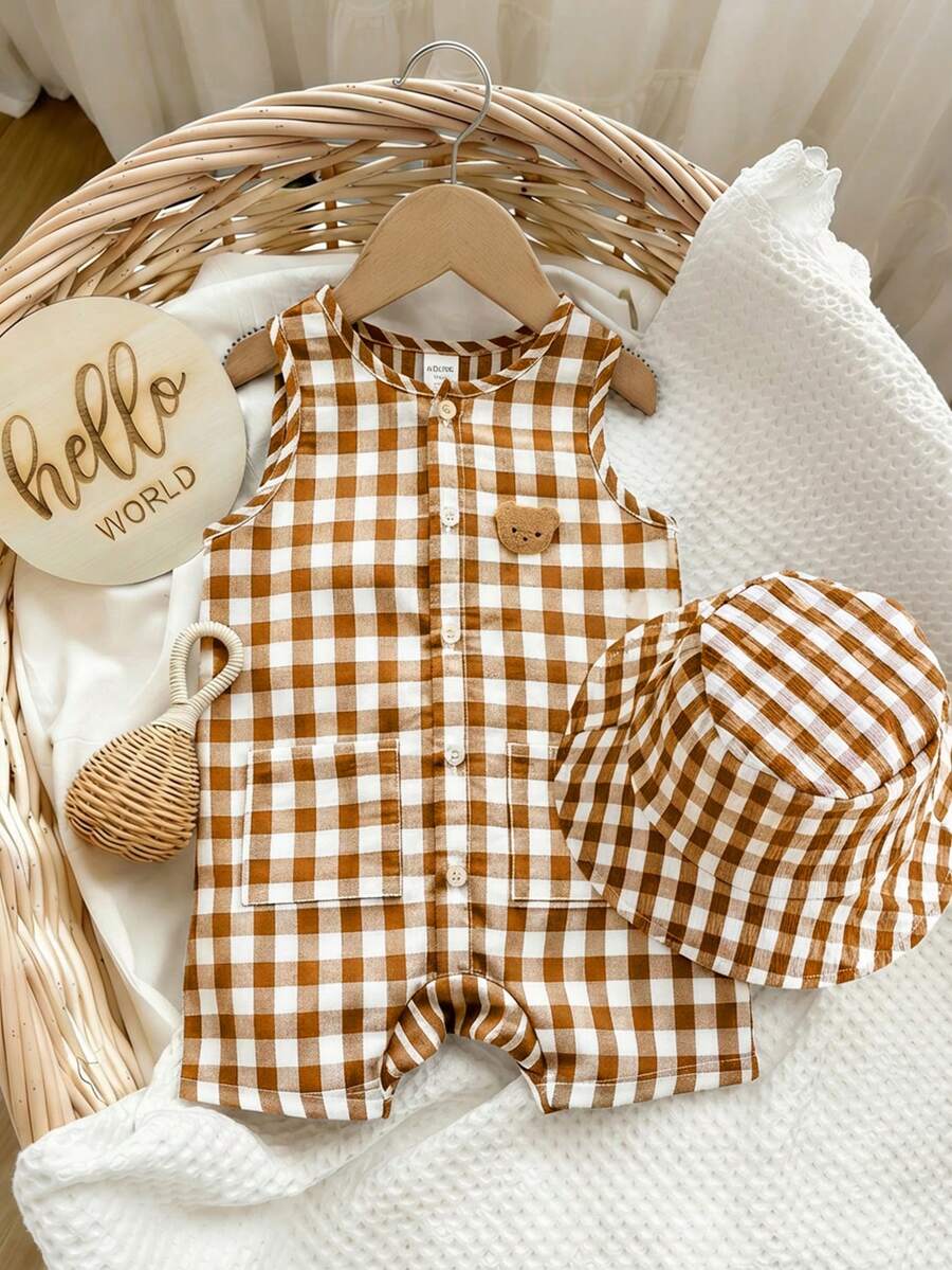 Baby Boy White Sleeveless Romper with Pockets Casual Short Jumpsuit for Everyday Wear