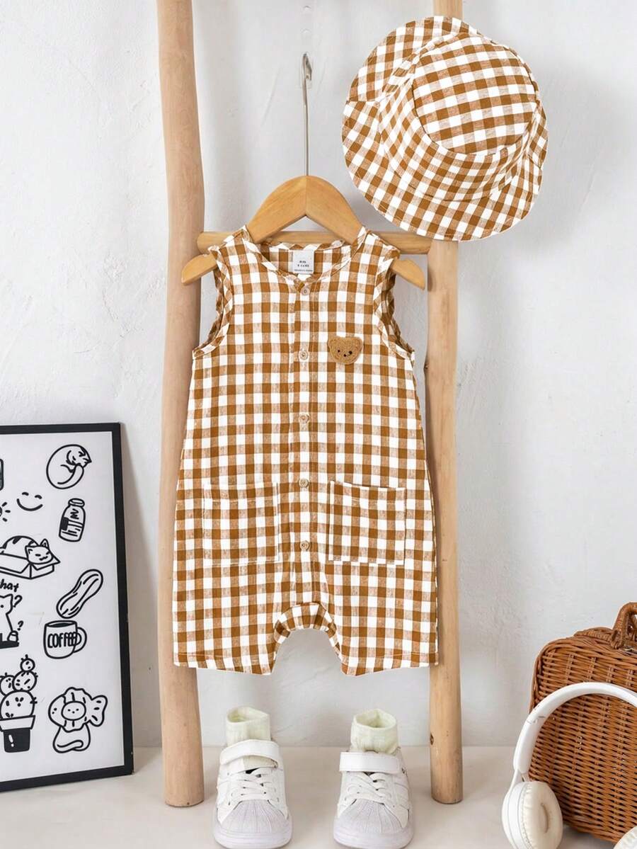 Baby Boy White Sleeveless Romper with Pockets Casual Short Jumpsuit for Everyday Wear