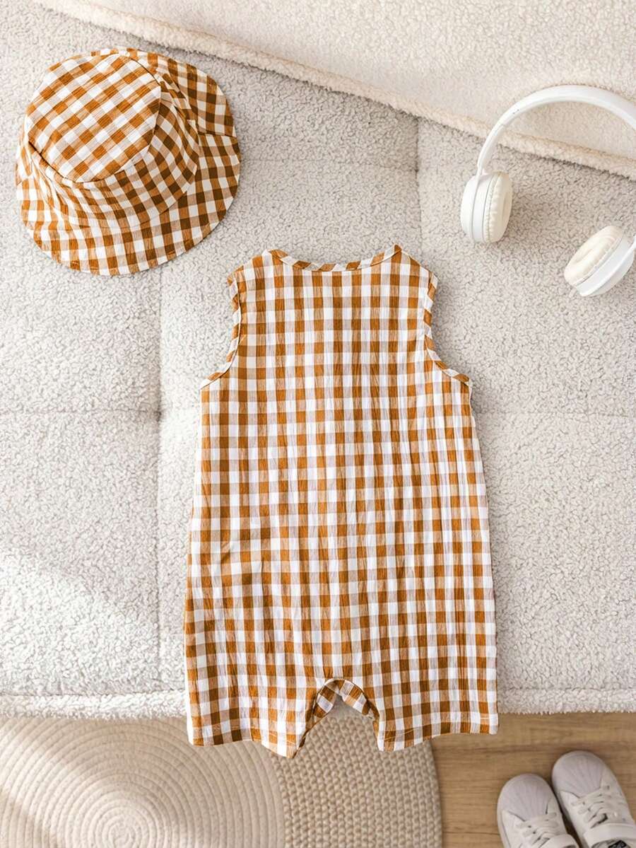 Baby Boy White Sleeveless Romper with Pockets Casual Short Jumpsuit for Everyday Wear