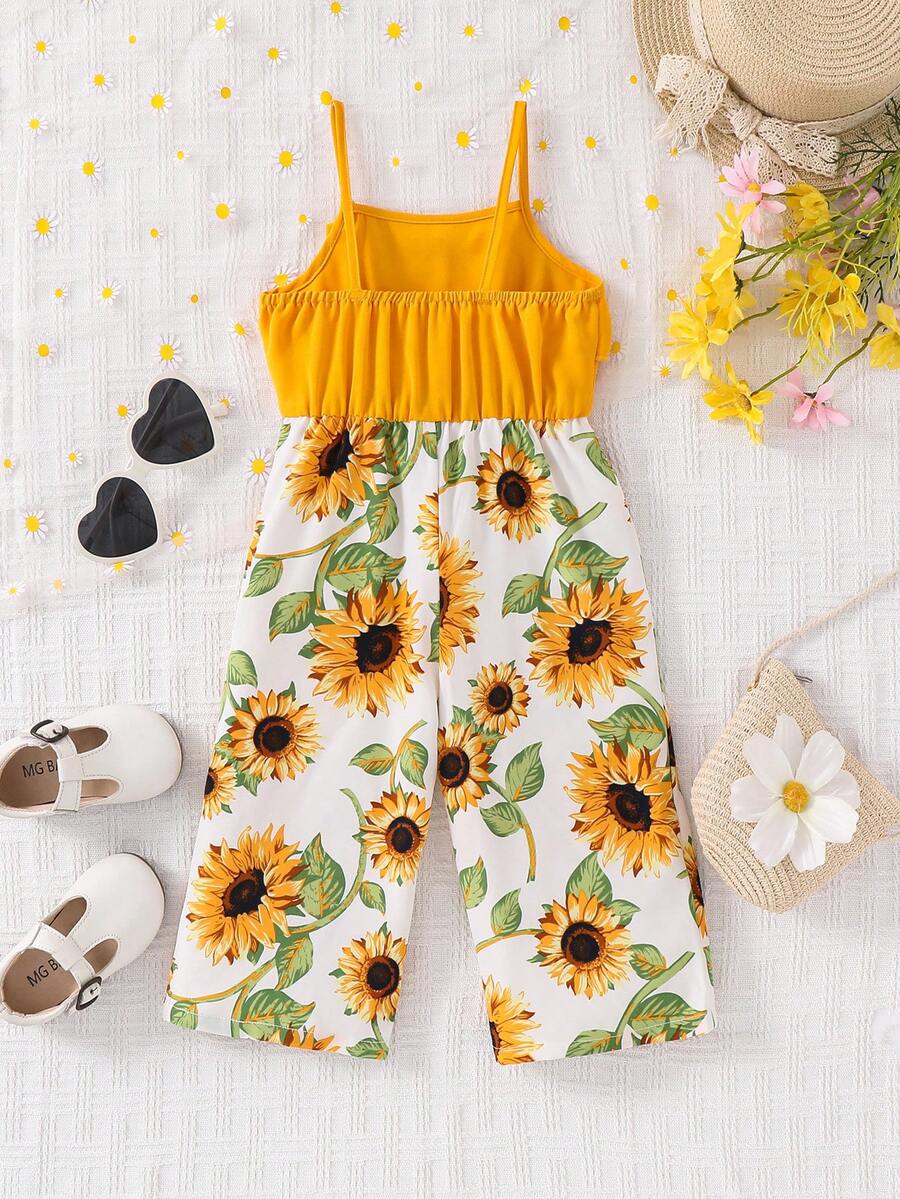 Baby Girl Floral Print Summer Jumpsuit Casual Sleeveless Outfit