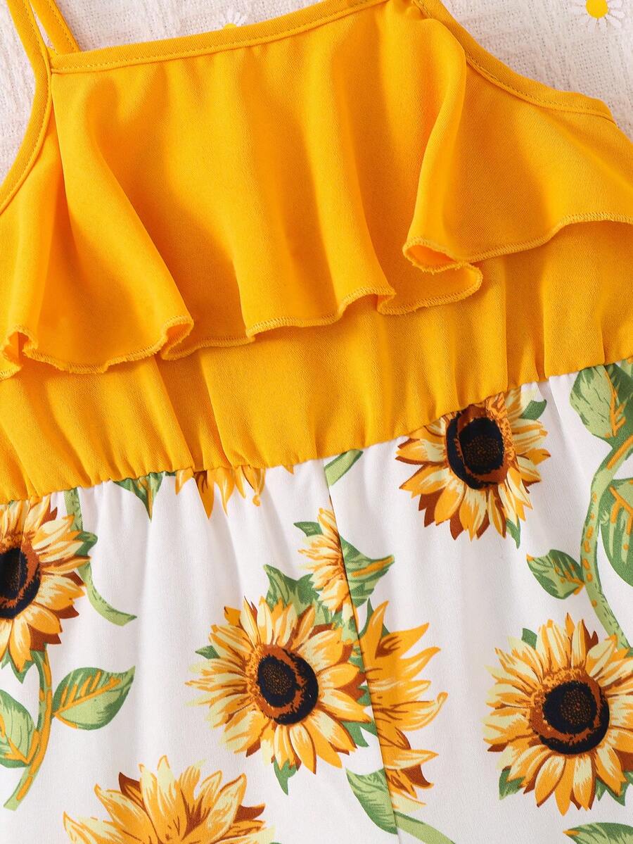 Baby Girl Floral Print Summer Jumpsuit Casual Sleeveless Outfit