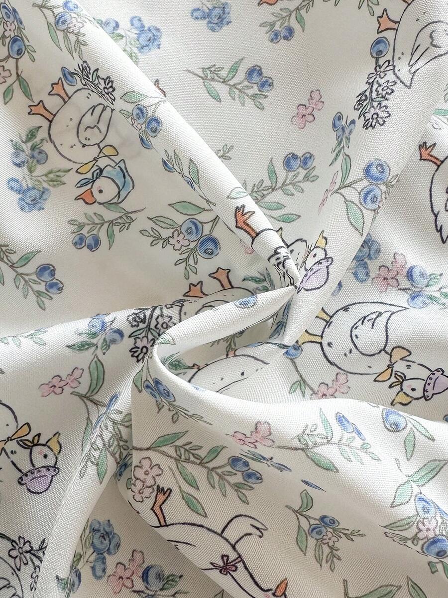 Sleeveless Long Dress with Embroidered Cartoon Duck for Toddler Girls